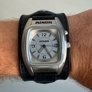 Nixon The Rocker Cuff Retro Watch Black Leather Band